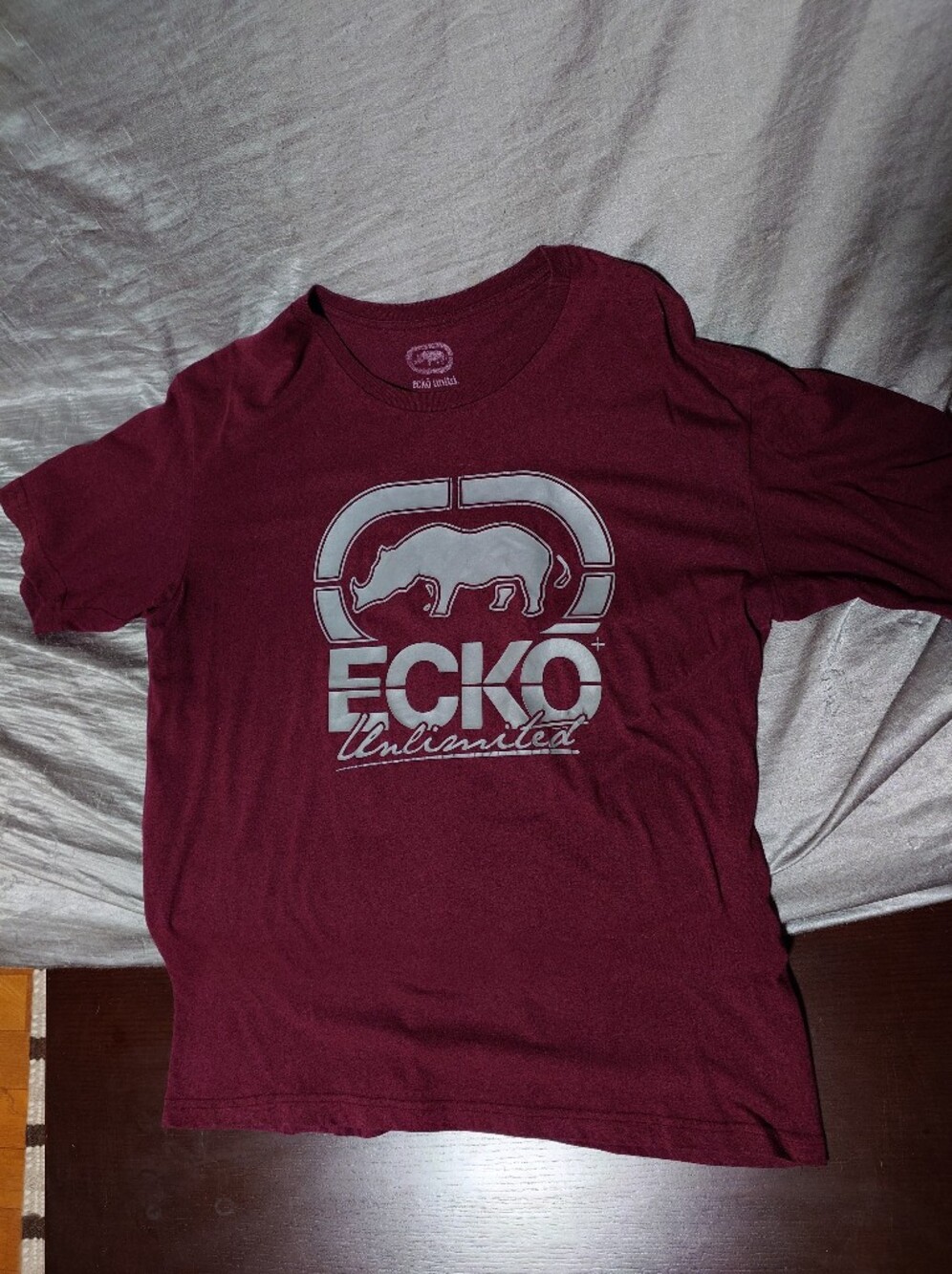 Vintage 90s Ecko Unlimited Men's Maroon Logo T-Shirt XXL